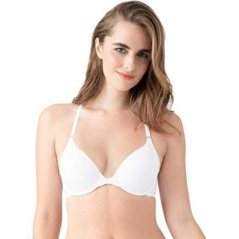 B.tempt’d Women’s Inspired Eyelet Front Close Racerback T-Shirt Bra  White  32DD